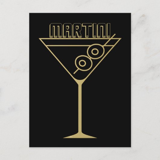 Mid Century Modern Gold 2 Olive Martini Postkarte (Vorderseite)