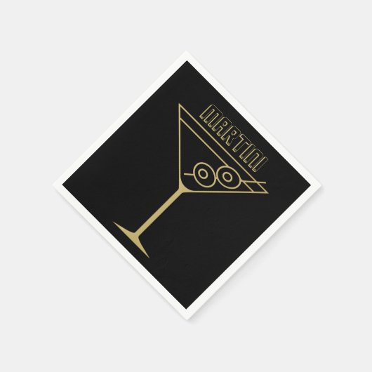 Mid Century Modern Gold 2 Olive Martini Serviette (Ecke)