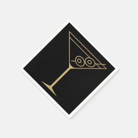 Mid Century Modern Gold 2 Olive Martini Serviette (Ecke)