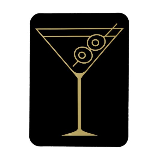 Mid Century Modern Gold 2 Oliven-Martini Magnet (Vertikal)