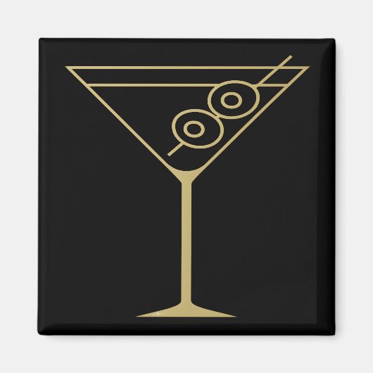 Mid Century Modern Gold 2 Oliven-Martini Magnet (Vorne)