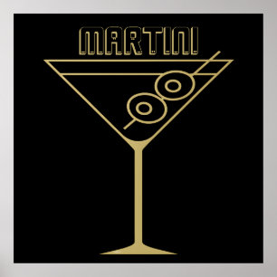 Mid Century Modern Gold 2 Oliven Martini Poster