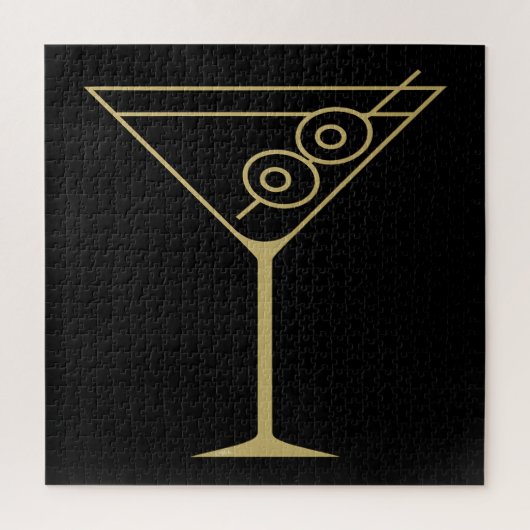 Mid Century Modern Gold 2 Oliven Martini Puzzle (Vertikal)