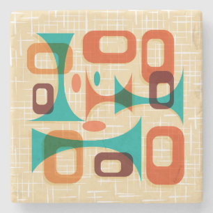 Mid Century Modern Grafik Googie Untersetzer Stein