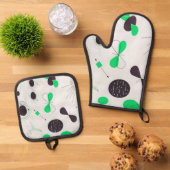 Mid Century Modern Green Physics  Ofenhandschuh & Topflappen-Set (Oben Unten)