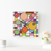 Mid-Century Modern Grid Quadratische Wanduhr (Zuhause)