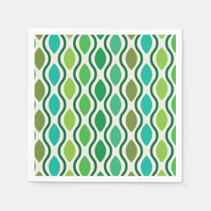 Mid Century Modern Grün Teal Ogee-Muster Serviette