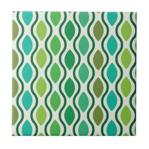 Mid Century Modern Grün Türkis Ogee-Muster  Fliese