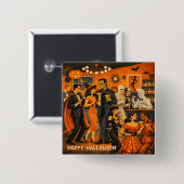 Mid Century Modern Halloween Martini-Party Button (Vorne & Hinten)