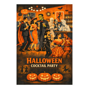 Mid Century Modern Halloween Martini-Party Fotodruck