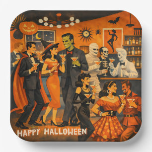 Mid Century Modern Halloween Martini-Party Pappteller