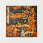 Mid Century Modern Halloween Martini-Party Wandteppich (Vorderseite (Horizontal))