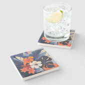 Mid-Century Modern Hawaiian Hibiscus and Plumeria Steinuntersetzer (Seitenansicht)