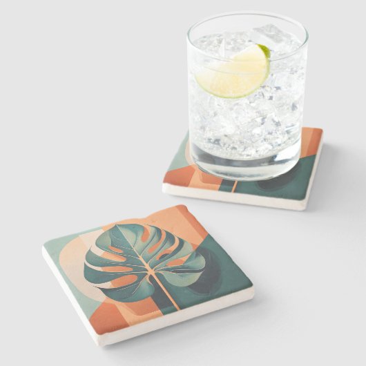 Mid-Century Modern Hawaiian Hibiscus and Plumeria Steinuntersetzer (Seitenansicht)