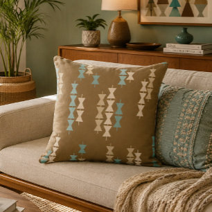 Mid Century Modern Hawaiian Pewa Geometrisch Kissen