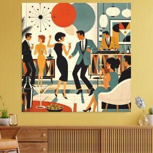 Mid Century Modern Hip Martini Tanzparty Leinwanddruck