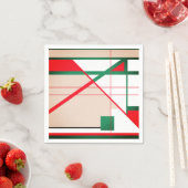MId Century Modern in Red Green auf White Beige Serviette (Beispiel)