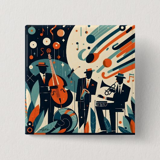 Mid Century Modern Jazz Age Trio Button (Vorderseite)