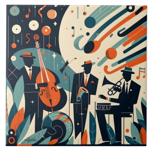 Mid Century Modern Jazz Age Trio Fliese (Vorderseite)
