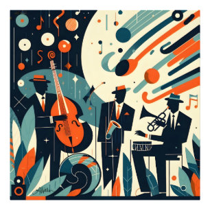 Mid Century Modern Jazz Age Trio Fotodruck