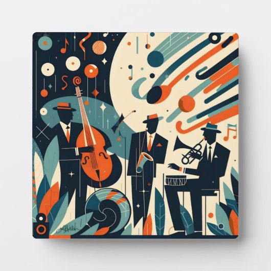 Mid Century Modern Jazz Age Trio Fotoplatte (Vorderseite)