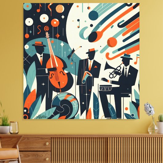 Mid Century Modern Jazz Age Trio Leinwanddruck (Insitu (Wohnzimmer))