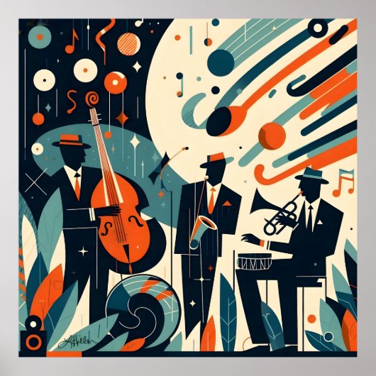 Mid Century Modern Jazz Age Trio Poster (Vorne)