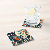 Mid Century Modern Jazz Age Trio Rechteckiger Pappuntersetzer (Vor Ort)