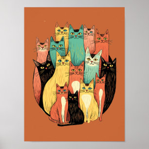 Mid-Century Modern Katzenkollektiv Poster
