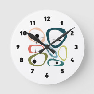 Mid Century Modern Kieselsteine Runde Wanduhr
