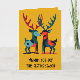 Mid-Century Modern Kitschy Christmas Reindeer Karte