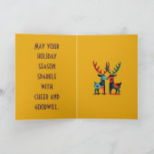 Mid-Century Modern Kitschy Christmas Reindeer  Karte (Innenseite)