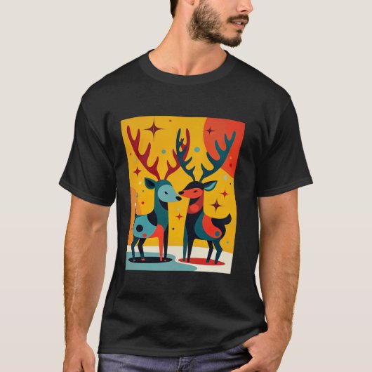 Mid Century Modern Kitschy Christmas Reindeer T-Shirt (Vorderseite)
