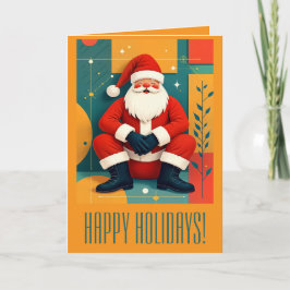 Mid-Century Modern Kitschy Santa Claus Karte