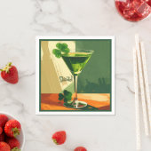 Mid Century Modern Kleeblatt Martini Sláinte! Serviette (Beispiel)