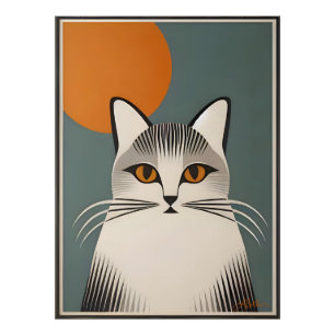 Mid-Century-Modern-Kunst Die Graue Katze Fotodruck