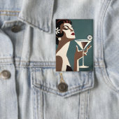 Mid Century Modern Kunst Die Martini-Diva Button (Insitu)