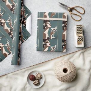 Mid Century Modern Kunst Die Martini-Diva Geschenkpapier