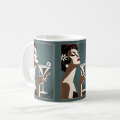 Mid Century Modern Kunst Die Martini-Diva Kaffeetasse (Vorderseite Links)