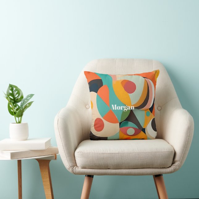 Mid Century Modern Kunst Monogramm oder Name, Geom Kissen (Stuhl )