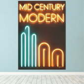 Mid-Century-Modern-Kunst Neon-Schild Design Leinwanddruck (Insitu (Holzboden))