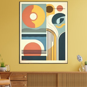 Mid Century Modern Kunst Sonnenaufgang Sonnenunter Leinwanddruck