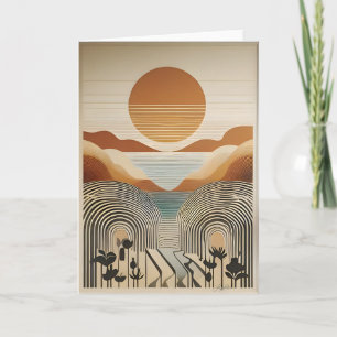 Mid Century Modern Kunst Spring Valley Lake Sonnen Karte