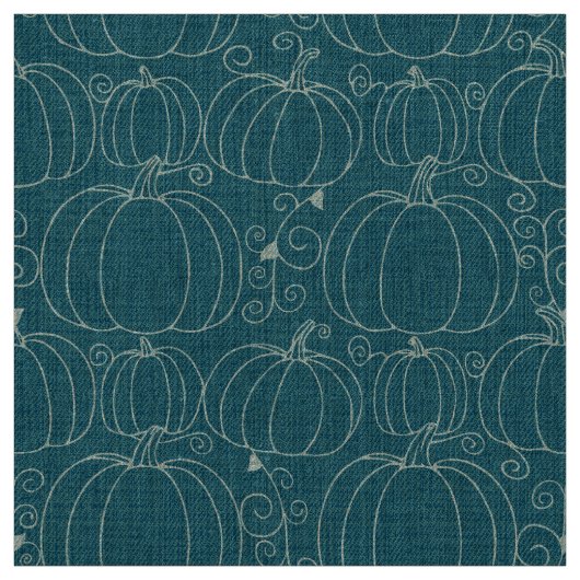 Mid-Century Modern Kürbis Teal Stoff (Muster)