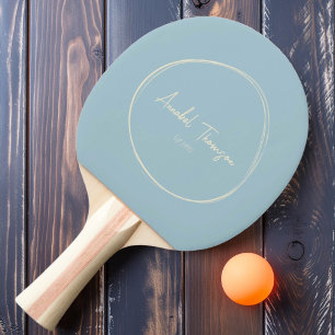 Mid-Century Modern Leichter Himmel mit Namen Tischtennis Schläger