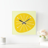 Mid-Century Modern LEMONEN-EXPLOSION KÜCHENUHR Quadratische Wanduhr (Zuhause)