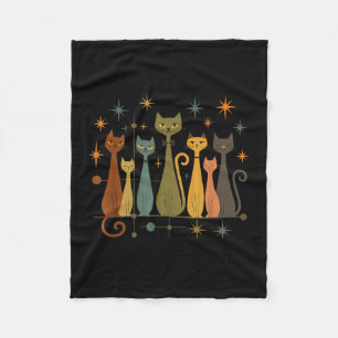 Mid-Century-Modern-Look Atomic Age 50er 60er Katze Fleecedecke