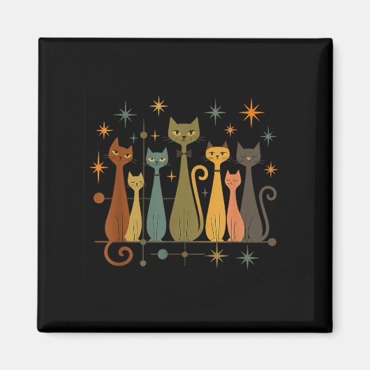 Mid-century Modern Look Atomic Age 50s 60s Cat Shi Magnet (Vorne)