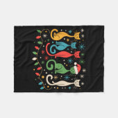 Mid Century Modern Look Cats Xmas Retro 50s 60s Fleecedecke (Vorderseite (Horizontal))