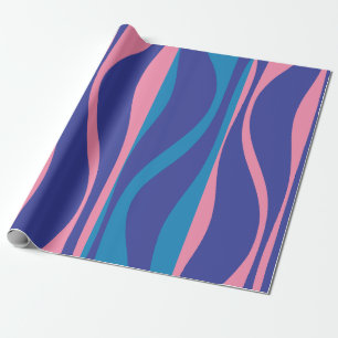 Mid Century Modern Lounge Lebendiges Blau und Rosa Geschenkpapier